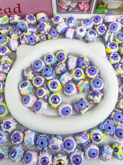 Purple hand painted beads