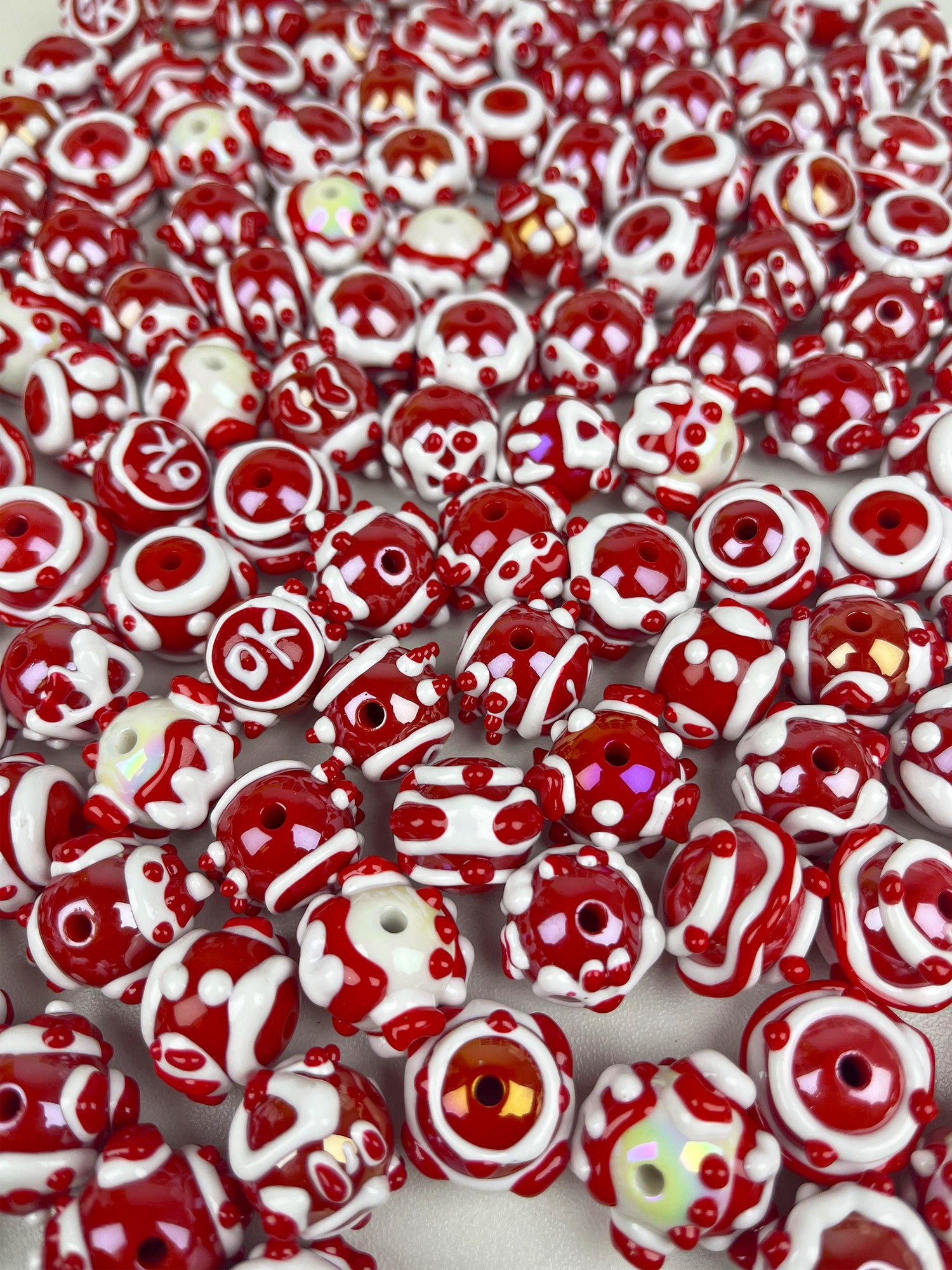 Red hand painted beads